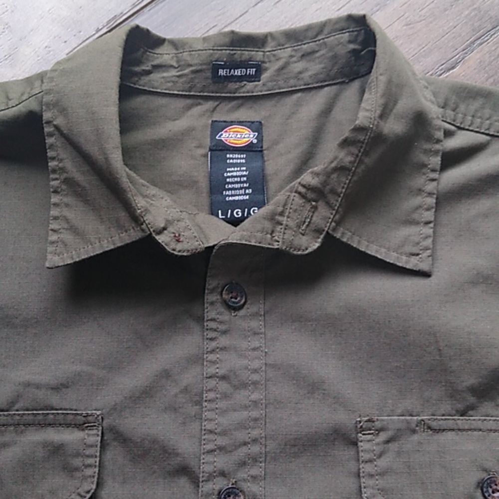 DICKIE RELAXED FIT SHORT SLEEVE SHIRT SIZE L MEN GREEN - Picture 2 of 13